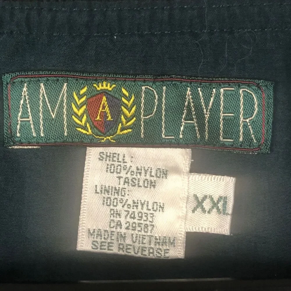 Vintage AM Player Golf Windbreaker Pullover XXL Oversized Green V-Neck Preppy‎ - Picture 8 of 8